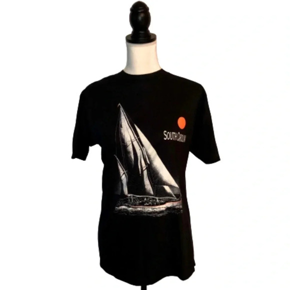 Vintage Velva Sheen 1980s South Carolina Hilton Head Travel Graphic Nautical Tee - Picture 2 of 5